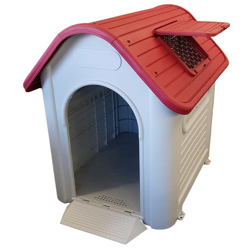 Plastic dog kennel house with - dog,