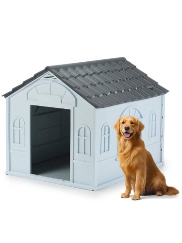 Outdoor large dog kennel grey - large,