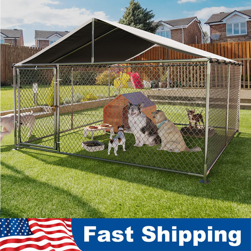 Outdoor dog kennel with roof - outdoor,