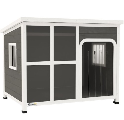 Pawhut wooden dog kennel - wooden,
